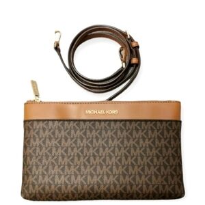 Michael KORS Monogram Leather Canvas Mini Sling Bag clutch.